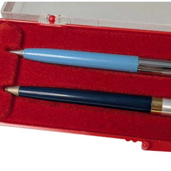 Vintage Sheaffer Snorkel Blue Chrome Mechanical Pencil and Hudson Pen Untested - Picture 2 of 13